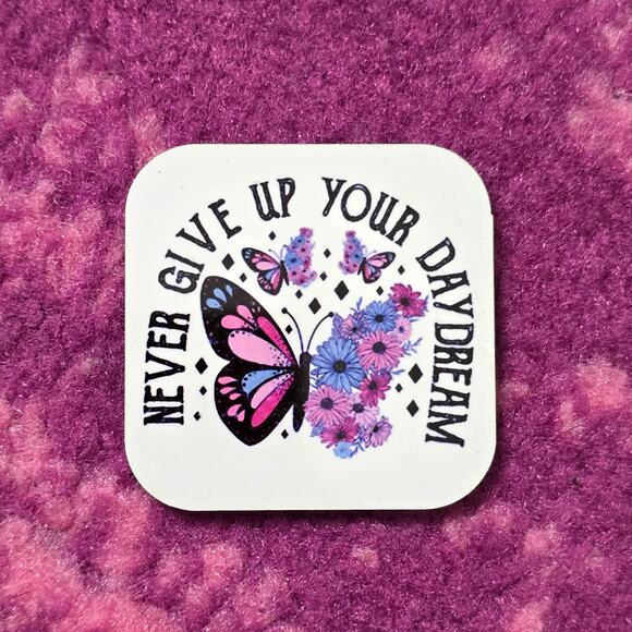 Never Give Up Butterfly Handmade Square Refrigerator Magnet - Picture 3 of 3